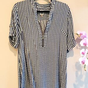 Anne Klein Navy and White Asymmetrical Dress